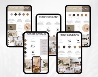 Minimalist Brand Board Kit: 5 page Canva Branding Templates. Fully editable in Canva Free account.