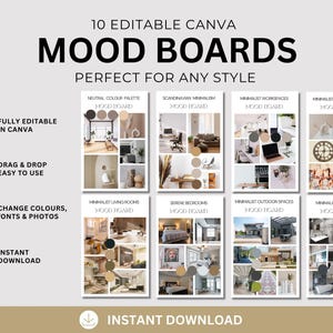 Interior Design Mood Board Template Canva | Client Presentation Kit ...