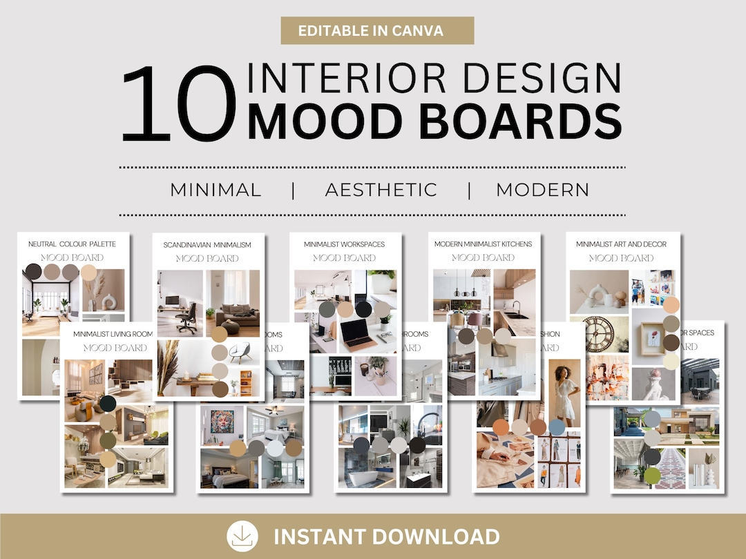 Interior Design Mood Board Template Canva | Client Presentation Kit ...