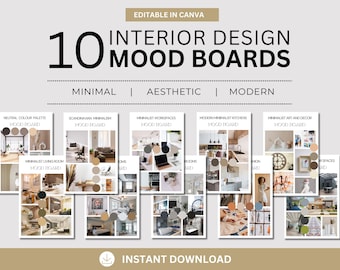 Interior Design Mood Board Template Canva | Client Presentation Kit | Editable Mood Boards I Branding Board | Home Decor Planner.