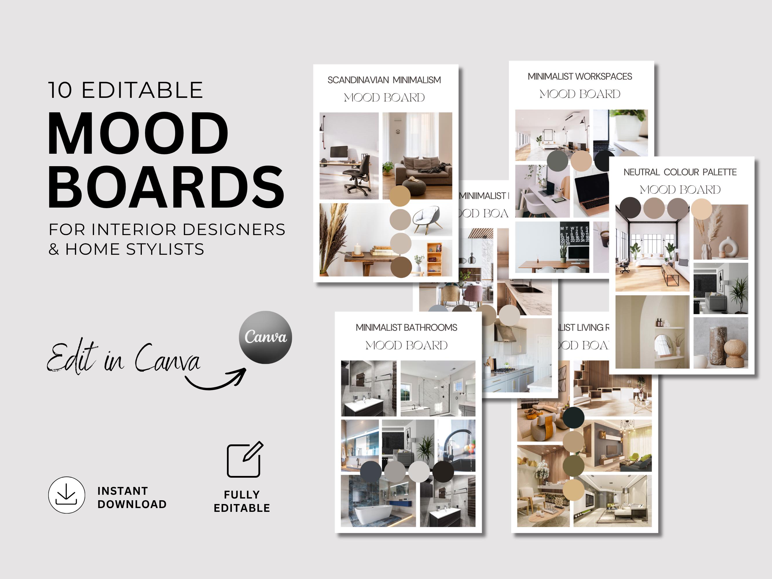 Interior Design Mood Board Template Canva | Client Presentation Kit ...