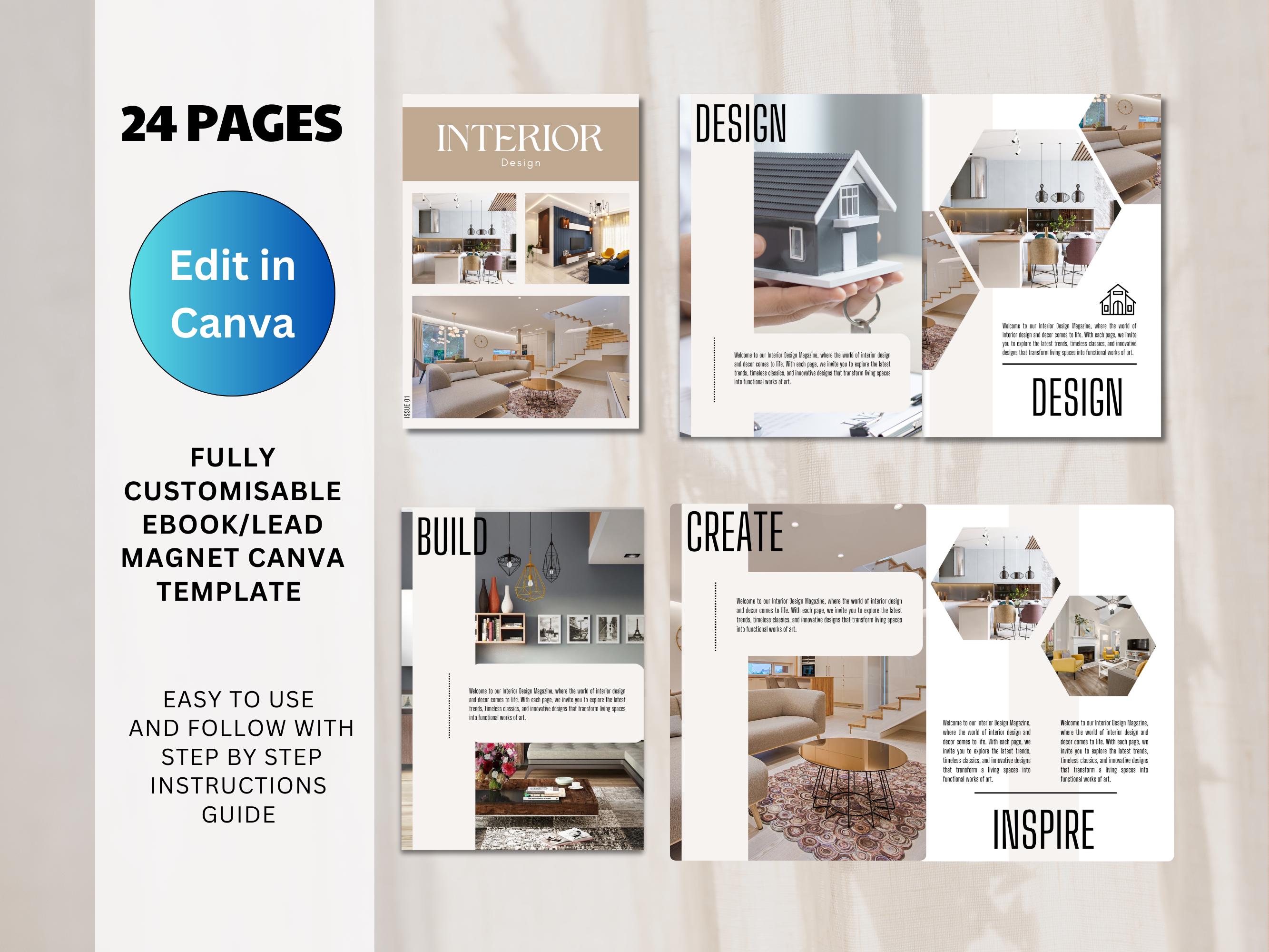 Interior Design Magazine Template: Ebook, Lead Magnet, Business ...