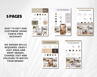 Minimalist Brand Board Kit: 5 Page Canva Branding Templates. Fully ...