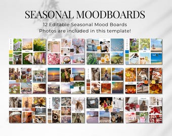 Editable Mood Board Template: Minimalist Style, Canva Compatible (Digital Download). 12 pages in total.