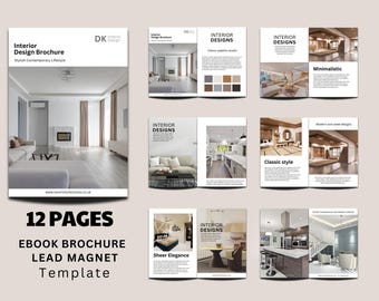 Portfoliosjabloon interieurontwerp | Canva e-boekbrochure (A4, 12 pagina's)