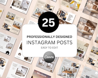 Instagram posts, 25 Instagram posts, Social Media, Instagram template, Interior design template, Interior design instagram template