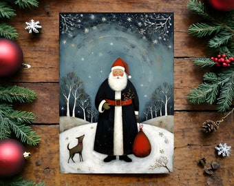 Weihnachtsmann Weihnachtskarte, Vintage suchen Weihnachtsmann, Weihnachtskarte, Weihnachtsmann Karte, digitaler Download Weihnachtskarte,