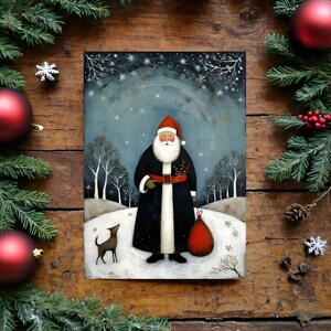 Santa Christmas Card, Vintage looking Santa, Christmas card, Santa card, digital download Christmas card,