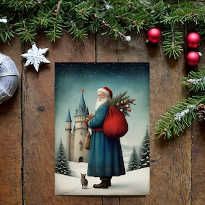 Santa Christmas Card, Vintage looking Santa, Christmas card, Santa card, digital download Christmas card, digital download, Vintage card
