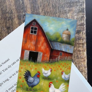 Bookmark, Chicken Bookmark, Paper bookmark, Chickens, artwork bookmark, Bookmark gift, 6 inch bookmark, Farm Bookmark, Gift Bookmark