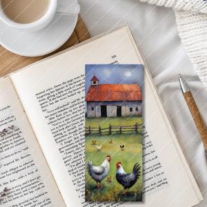 Bookmark, Chicken Bookmark, Paper bookmark, Chickens, artwork bookmark, Bookmark gift, 6 inch bookmark, Farm Bookmark, Gift Bookmark