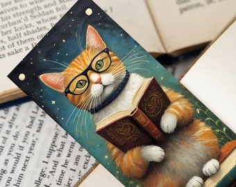 Bookmark, Cat Bookmark, Paper bookmark, cat, artwork bookmark, Bookmark gift, 6 inch bookmark