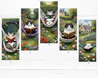 Cat Bookmarks, Cats, Bookmarks, Bookmark gifts, Book accessories, Gift for her, Cat artwork, gift for readers, gift for cat lovers, bookmark