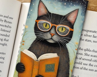Bookmark, Cat Bookmark, Paper bookmark, cat, artwork bookmark, Bookmark gift, 6 inch bookmark, book accessory, small gift, fun bookmark, Cat