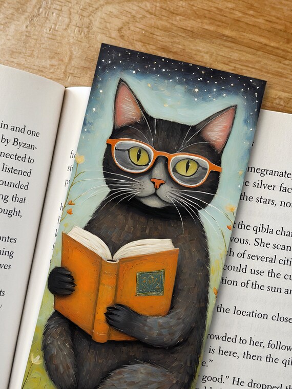 Bookmark, Cat Bookmark, Paper bookmark, cat, artwork bookmark, Bookmark gift, 6 inch bookmark, book accessory, small gift, fun bookmark, Cat