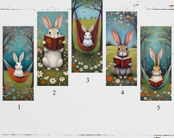 Bookmarks, Rabbit Bookmarks, Rabbit artwork, Bookmark Gift, Colorful bookmark, Book Gifts, Cool gifts, Book Accessories, Set of bookmarks