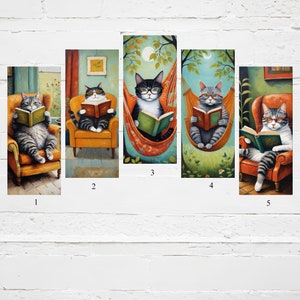 Cat Bookmarks, Cats, Bookmarks, Bookmark gifts, Book accessories, Gift for her, Cat artwork, gift for readers, gift for cat lovers, bookmark