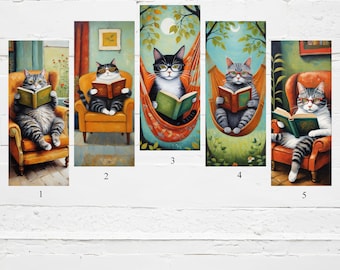 Cat Bookmarks, Cats, Bookmarks, Bookmark gifts, Book accessories, Gift for her, Cat artwork, gift for readers, gift for cat lovers, bookmark
