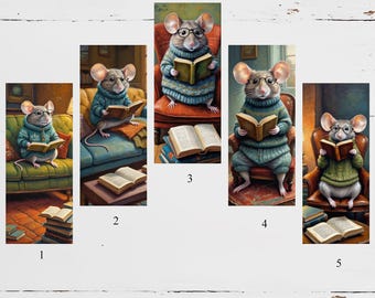 Bookmarks, Mouse Bookmarks, Mouse artwork, Bookmark Gift, Set of bookmarks, Book Gifts, gift for readers, Book Accessories, Mice, Mouse art
