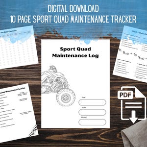 Sport Quad Maintenance Log & Ride Tracker (10 Page Printable)