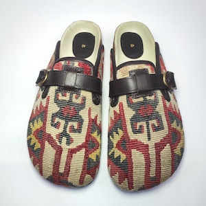 43EU/10US/9UK Men Original Kilim Clogs, Original Handwoven vintage Kilim Clogs, Light weight foam sole, One of a Kind carpet Mule