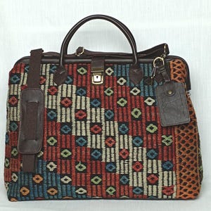 Carpet Bag, Kilim Bag,Weekender Bag,Western Bag,Gift For Women,Travel Kilim Bag,Handmade Bag,Leather Bag,Tapestry Bag