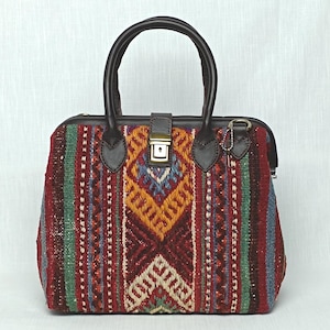 Kilim Bag, Carpet Bag Purse, Western style purse, Vintage Turkish Kilim handbag, Ethnic handle bag, Woven bag, Boho bag, Kilim Purse