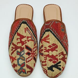 42EU (12US) Sumak Kilim Mules, Handmade Women Kilim Slipper, Handmade Kilim Mules, Bogo Style Slipper