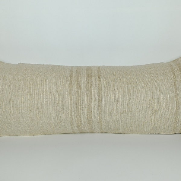 14''x35'' Hemp Kilim Lumbar Pillow cover, Bed Cushion Cover, Sofa Pillowcase,Throw Pillowcase, Kilim Pillow cover, Boho Pillow
