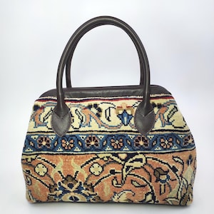 Original Carpet Bag, Handknotted Vintage Carpet Top handle Bag, One of a kind carpet bag, Handcrafted bag, Bohemian carpet bag, Carpet purse