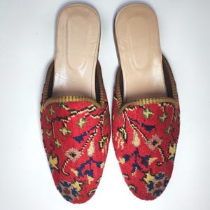 43EU/10US/9UK Men Original carpet Shoes, Original handknotted Vintage Carpet men&#39;s Mules, men&#39;s Slides