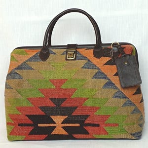 Kilim Bag,Weekender Bag,Western Bag,Gift For Women,Travel Kilim Bag,Handmade Bag,Leather Bag,Tapestry Bag, carpet Bag