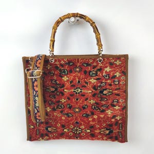 Briefcase, Original Vintage Handknotted carpet Adjustable strap Crossbody Bag, Rug Laptop bag, One of a kind vintage carpet bag