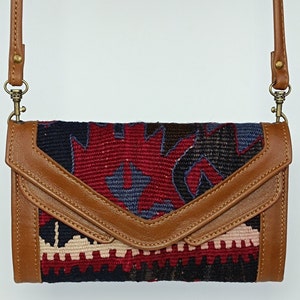 Carteira feminina, bolsa crossbody Kilim, carteira Kilim turca artesanal, carteira única, estilo Bohem