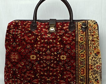 vintage carpet Weekender Bag, Weekender Bag,Western Bag,,Travel Kilim Bag,Handmade Bag,Carpet Bag,Tapestry Bag,one-of-a-kind, Carpet Bags