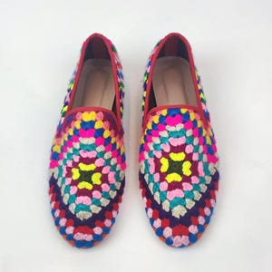 41EU/8US Men Crochet Loafer, Hand-Knitted Crochet shoes, Hand Crafted Crochet slipper, Granny Sguare Pattern, Boho Crochet clogs