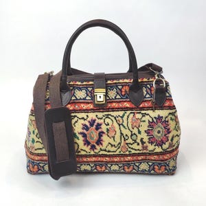 Original carpet bag, vintage Handknotted carpet tote bag, handcrafted rug bag, one of a kind carpet bag, boho chic