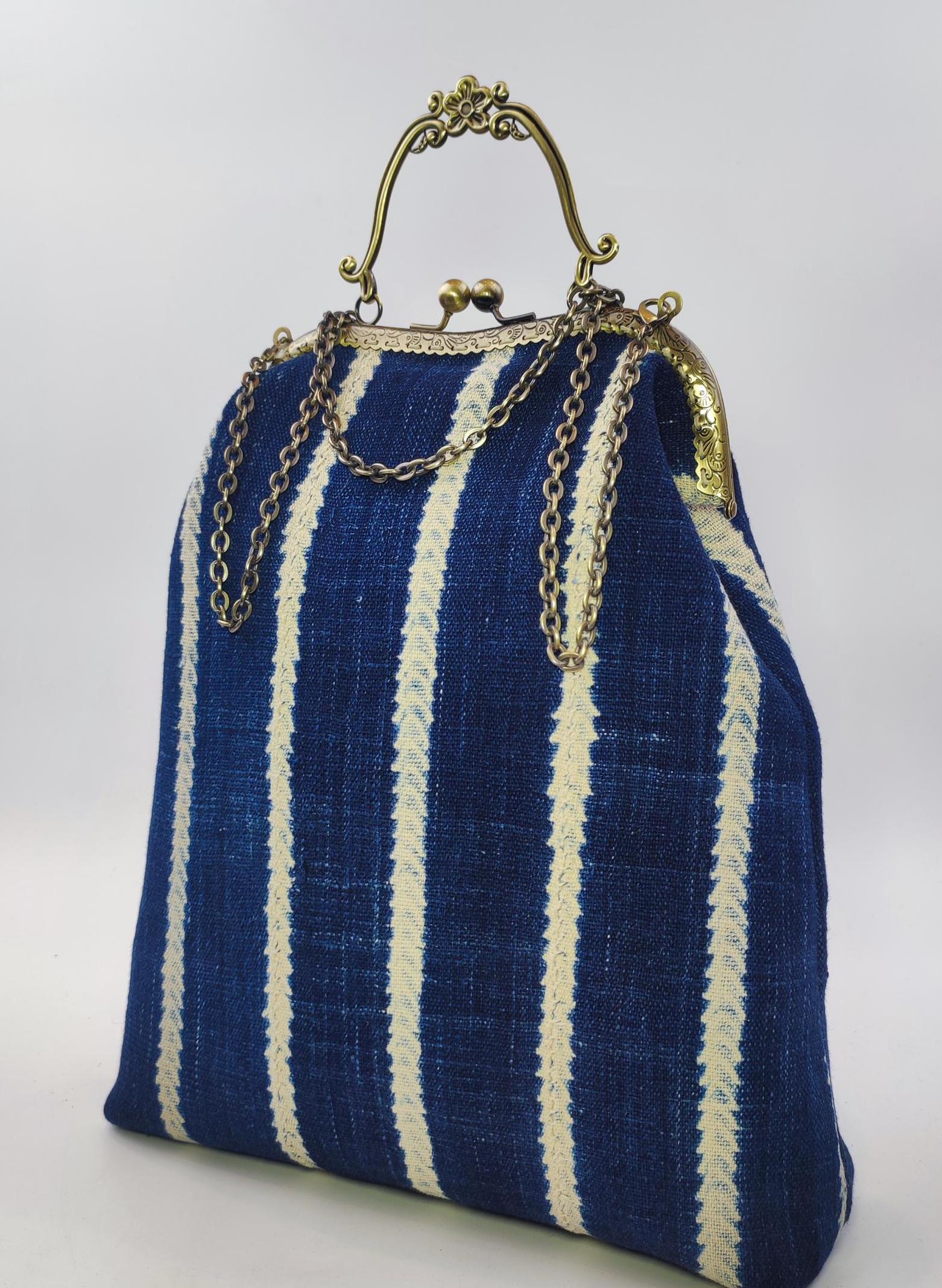 XL Handwoven Mudcloth Kiss Lock Bag: African Fabric Evening Bag - Etsy