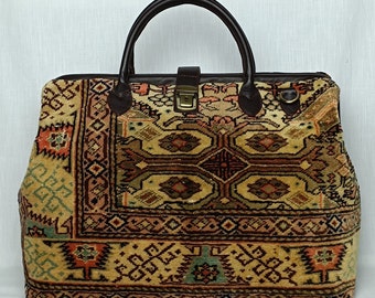 vintage carpet Weekender Bag, Weekender Bag,Western Bag,,Travel Kilim Bag,Handmade Bag,Carpet Bag,Tapestry Bag,one-of-a-kind, Carpet bag