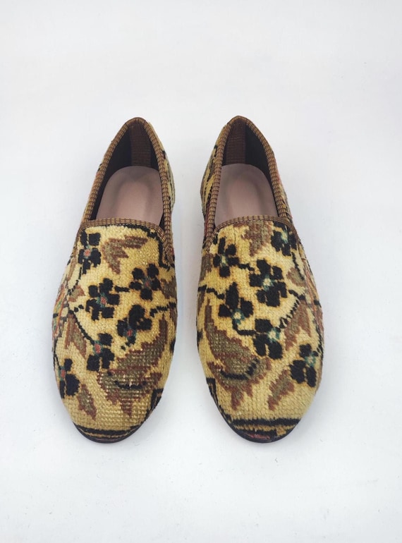Turkish Carpet Loafers 41 EU/ 11 US/ 9 UK Handknotted Vintage Turkish Rug Loafers  main image 4