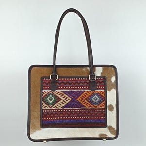 Kilim shoulder Bag, Cowhide Bag, Handmade Bag, Western Style Bag, Carpet Bag, Purse, Boho Western Shoulder Bag, Bohemian shoulder bag