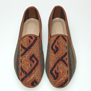Women&#39;s Kilim Loafer 41EU(11US), Leather Sole Kilim Shoes, Traditional Kilim Shoes, Unigue Ioafer, Stylish shoes, Moccasion, Ladies shoes