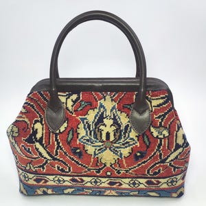 Original Carpet Bag, Handknotted Vintage Carpet Top handle Bag, One of a kind carpet bag, Handcrafted bag, Bohemian carpet bag, Carpet purse