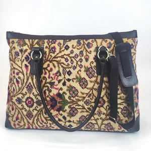 Handknotted Carpet Weekender, Original carpet shoulder Overnight Bag, Turkish one of a kind Vintage Handknotted carpet travel bag