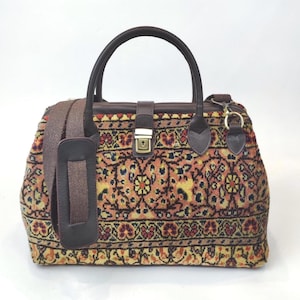 Original carpet bag, vintage Handknotted carpet tote bag, handcrafted rug bag, one of a kind carpet bag, boho chic