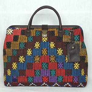 Carpet Bag, Kilim Bag,Weekender Bag,Western Bag,Gift For Women,Travel Kilim Bag,Handmade Bag,Leather Bag,Tapestry Bag,
