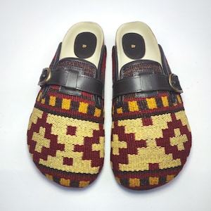43EU/10US/9UK Men Original Kilim Clogs, Original Handwoven vintage Kilim Clogs, Light weight foam sole, One of a Kind carpet Mule