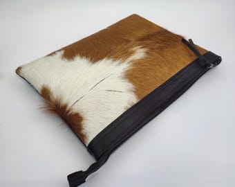 Handcrafted Cowhide Clutch: Boho Evening Bag