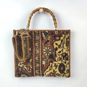 Briefcase, Original Vintage Handknotted carpet Adjustable strap Crossbody Bag, Rug Laptop bag, One of a kind vintage carpet bag