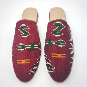42EU(12US) Women Kilim Shoes , One of a Kind Kilim slipper, Handcarfted Kilim Slides, Women Kilim shoes, Handwoven kilim Mules